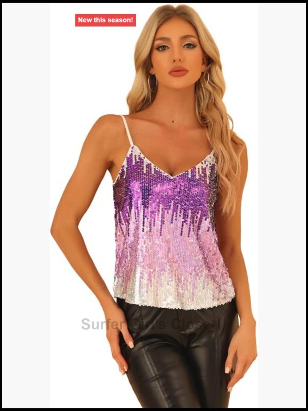 Sequin Shimmering Cami Top Sleeveless Club Party